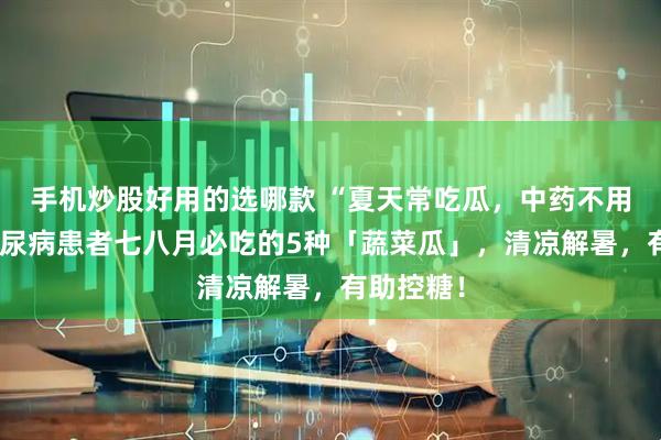 手机炒股好用的选哪款 “夏天常吃瓜，中药不用抓”，糖尿病患者七八月必吃的5种「蔬菜瓜」，清凉解暑，有助控糖！