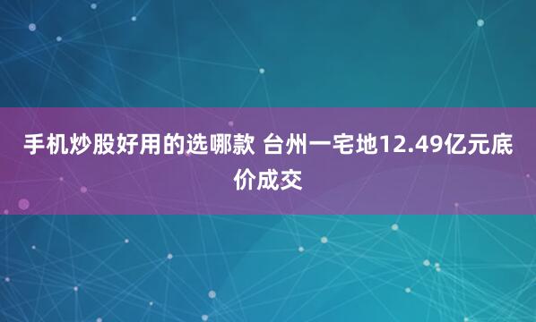 手机炒股好用的选哪款 台州一宅地12.49亿元底价成交